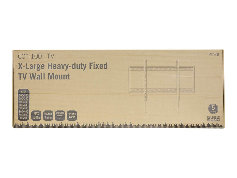 Deltaco Heavy-duty Fixed TV Wall mount 60-100" c 100 kg 100" 200 x 200 mm