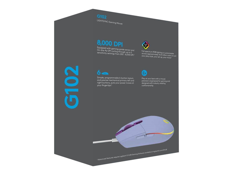 Logitech G102 LIGHTSYNC - Lilac - Gaming Maus (Lila mit RGB)