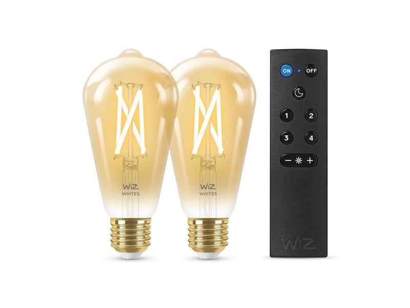 WiZ Filament Edison ST64 E27 amber 2-pack + mote