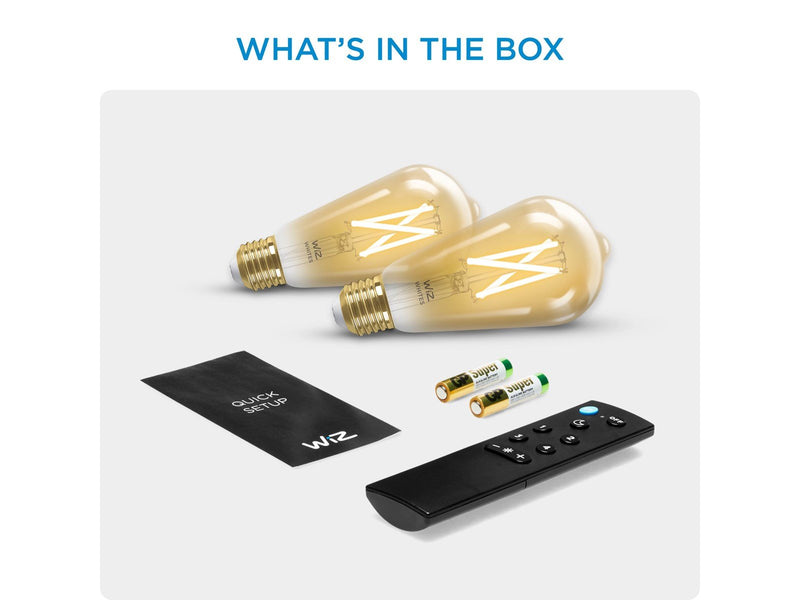 WiZ Filament Edison ST64 E27 amber 2-pack + mote