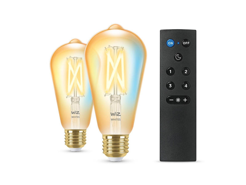 WiZ Filament Edison ST64 E27 amber 2-pack + mote