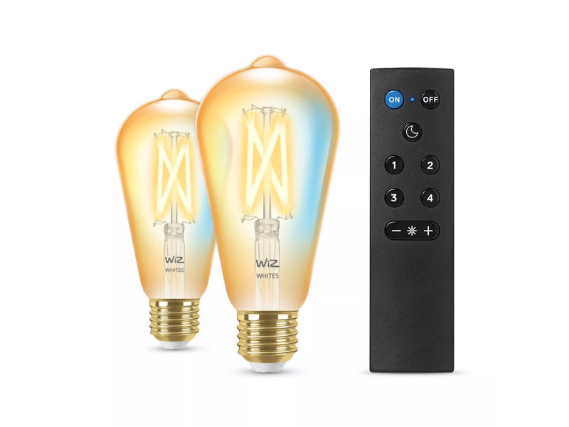 WiZ Filament Edison ST64 E27 amber 2-pack + mote