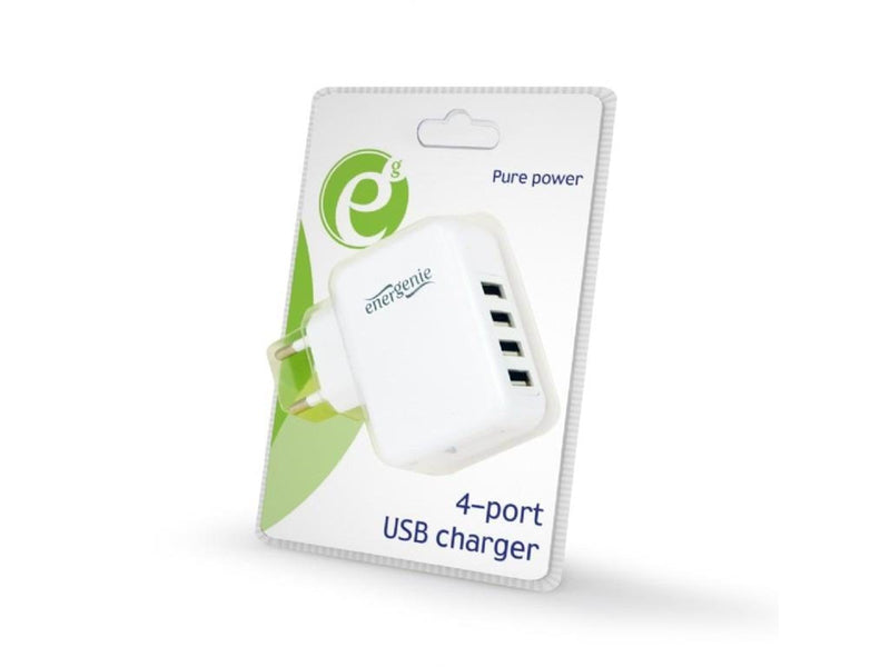 Gembird Universal USB charger 4 ports - 3.1 A - White