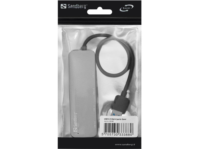 Sandberg 4-Port USB 3.0 Hub USB-Hubs - USB 3.0 - 4 - silber
