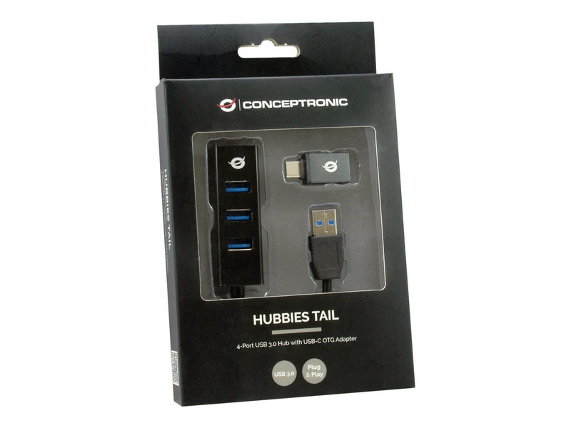 Conceptronics HUBBIES TAIL USB-Hubs - USB 3.2 - 4 - Schwarz