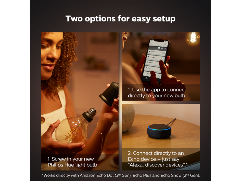 Philips Hue White Filament G125 E27 Globe Bulb - BT