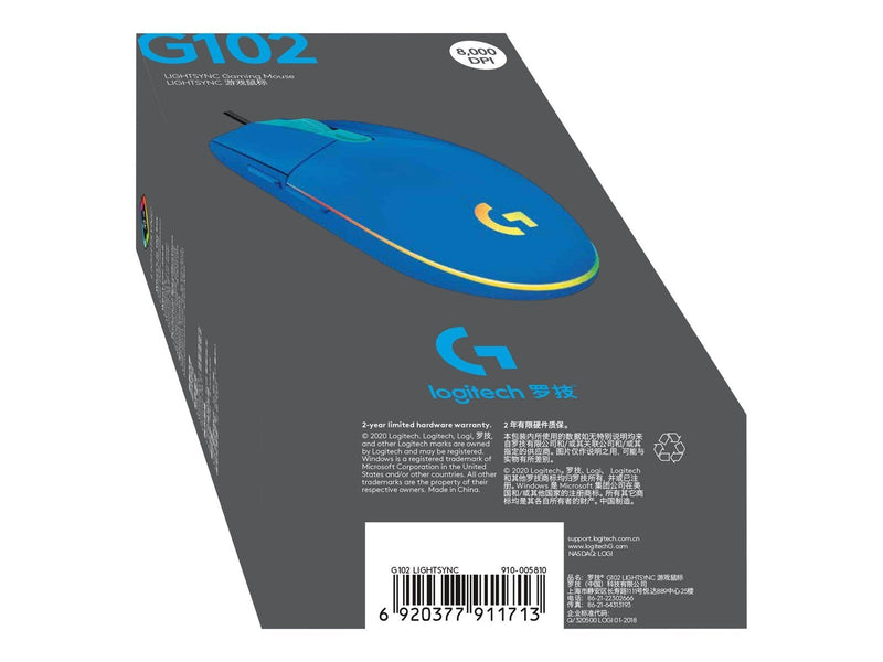 Logitech G102 LIGHTSYNC - Blue - Gaming Maus (Schwarz mit RGB)