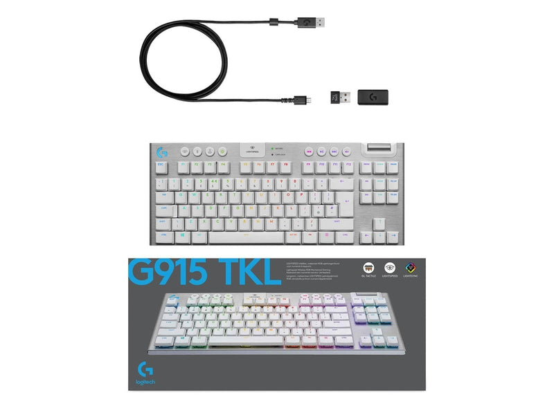 Logitech G915 TKL LIGHTSPEED Wireless GL Tactile - Gaming Tastaturen - Universal - Weiss