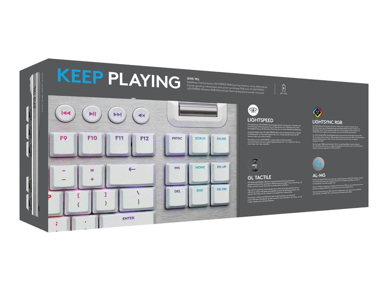 Logitech G915 TKL LIGHTSPEED Wireless GL Tactile - Gaming Tastaturen - Universal - Weiss