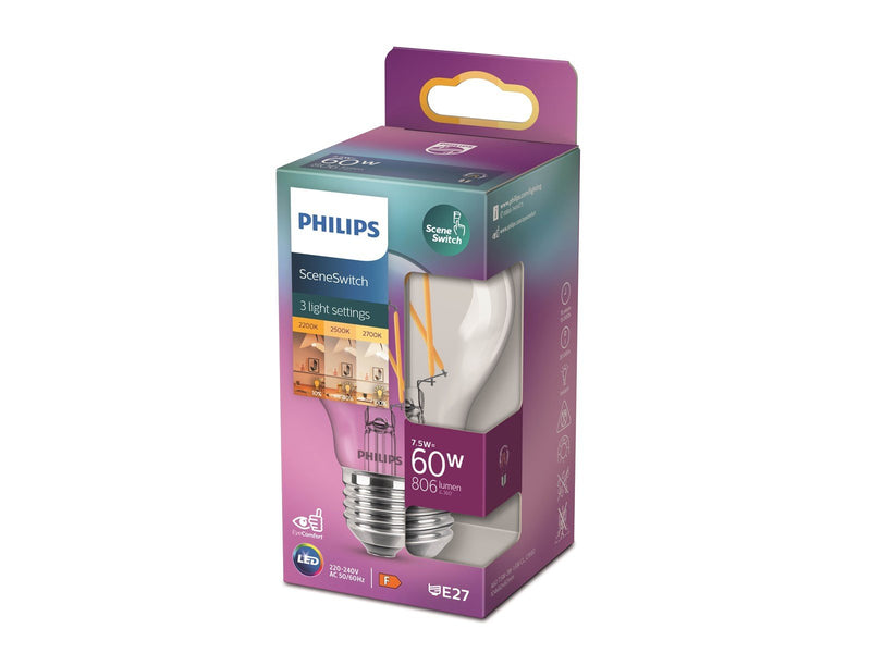 Philips LED-Lampe Classic SceneSwitch 7.5W/822-825-827 (60W) E27