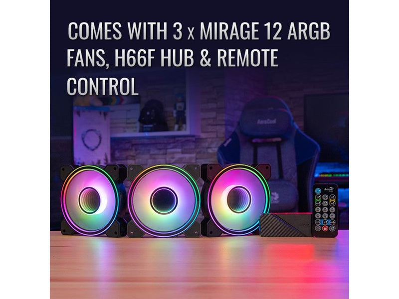 AeroCool Mirage 12 ARGB Pro - Gehäuselüfter - 120mm - Schwarz mit RGB LED - 18 dBA