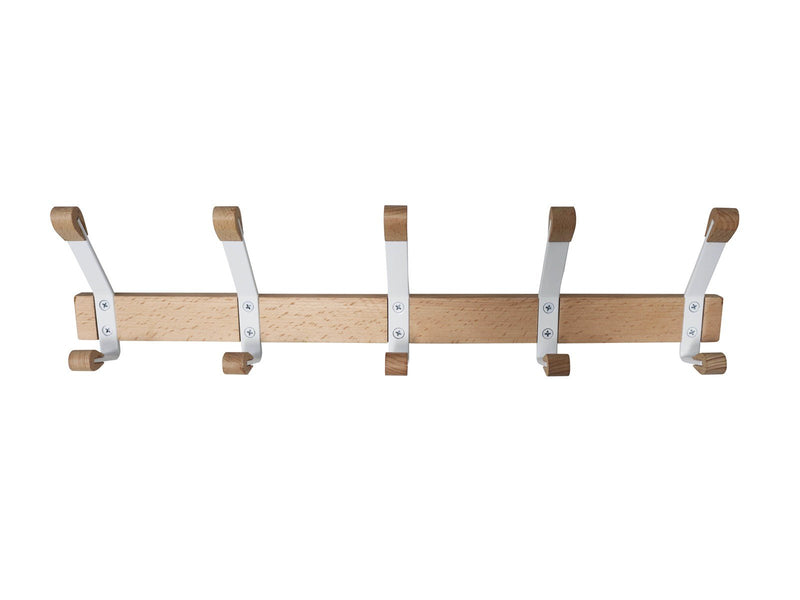 Homeit Beechwood coat rack – 5 hooks – white