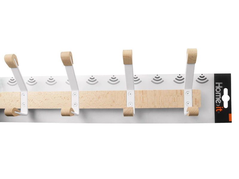 Homeit Beechwood coat rack – 5 hooks – white