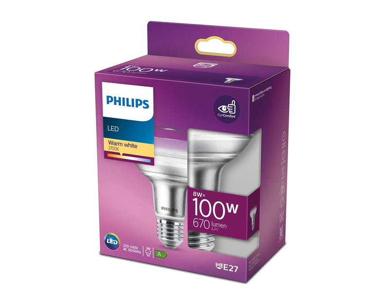 Philips LED-Lampe Reflektor R80 8W/827 (100W) 36° E27