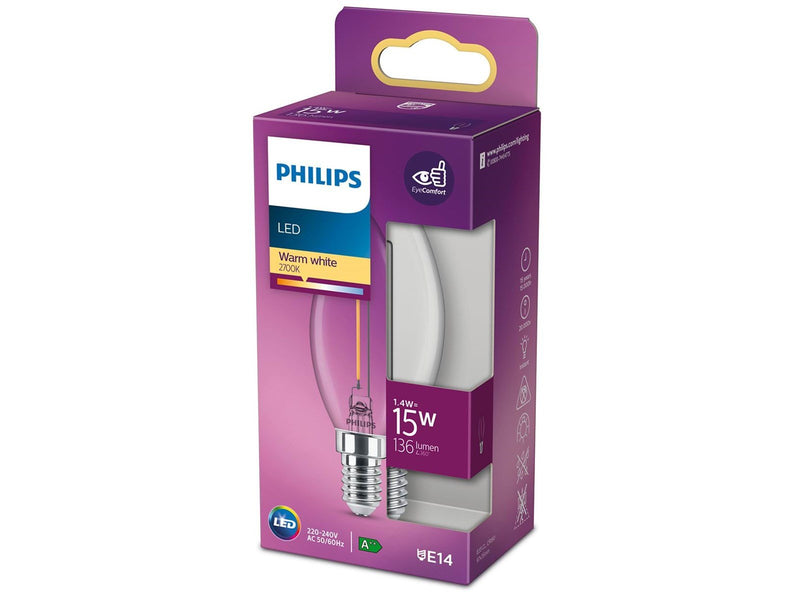 Philips LED-Lampe Classic Candle 1.4W/827 (15W) Clear E14