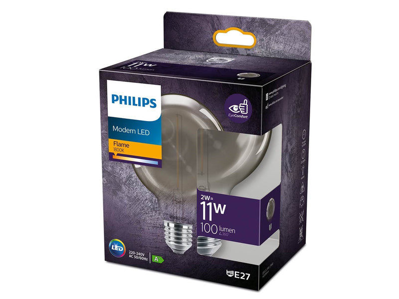 Philips LED-Lampe Classic Globe Ø95 2W/818 (11W) Smoky E27