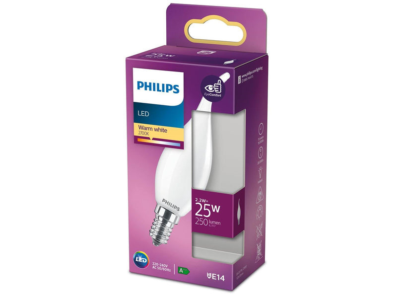 Philips LED-Lampe Classic Candle 2,2W/827 (25W) Frosted E14