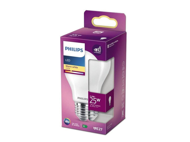 Philips LED-Lampe Classic Standard 2.2W/827 (25W) Frosted E27