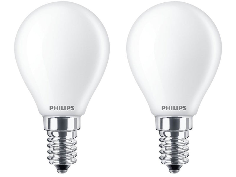 Philips LED-Lampe Classic Mini-ball 2.2W/827 (25W) Frosted 2-pack E14