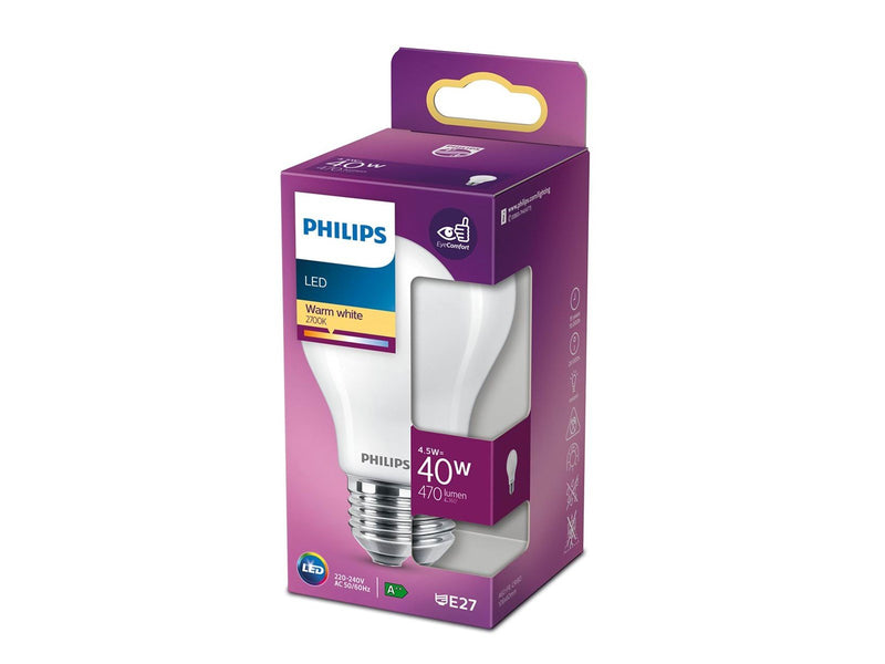 Philips LED-Lampe Classic Standard 4.5W/827 (40W) Frosted E27