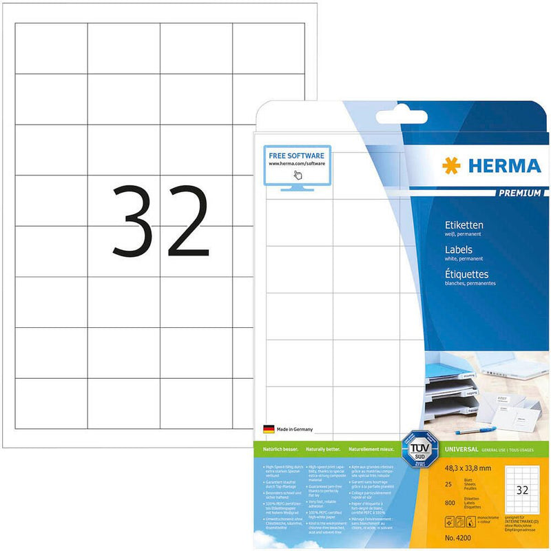 HERMA Etiketten 4200 weiß 48,3 x 33,8 mm - 800 Stück
