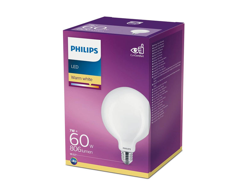 Philips LED-Lampe Classic Globe G125 7W/827 (60W) Frosted E27