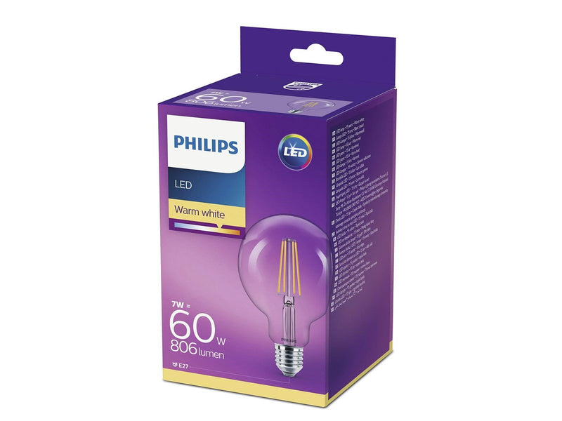 Philips LED-Lampe Classic Globe G95 7W/827 (60W) Clear E27