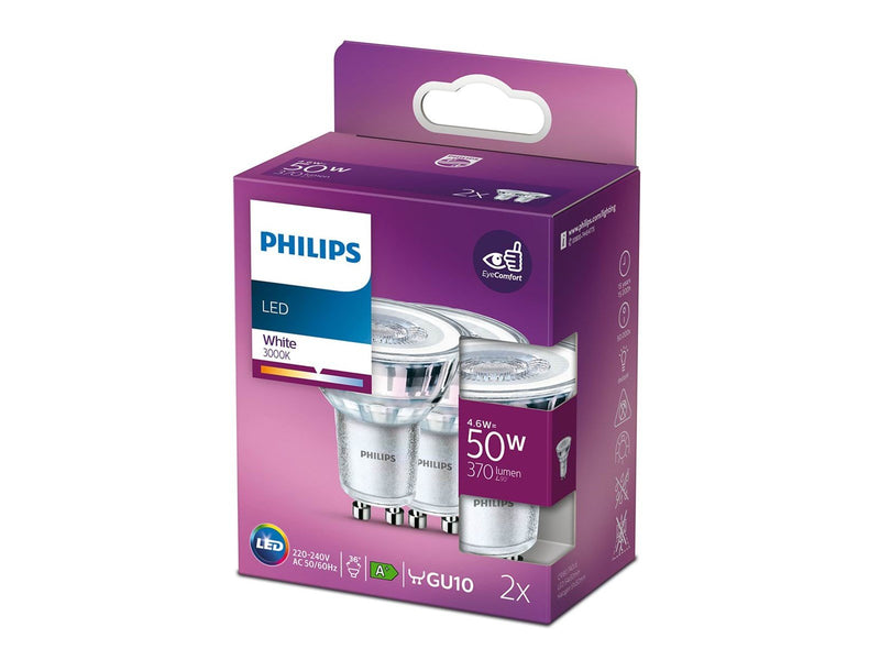 Philips LED-Lampe Classic PAR16 4.6W/830 (50W) 36° 2-pack GU10