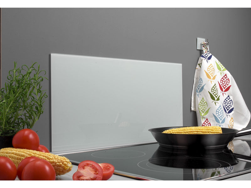 Homeit Kitchen splash plate white frosted tempered glass 600 x 300m