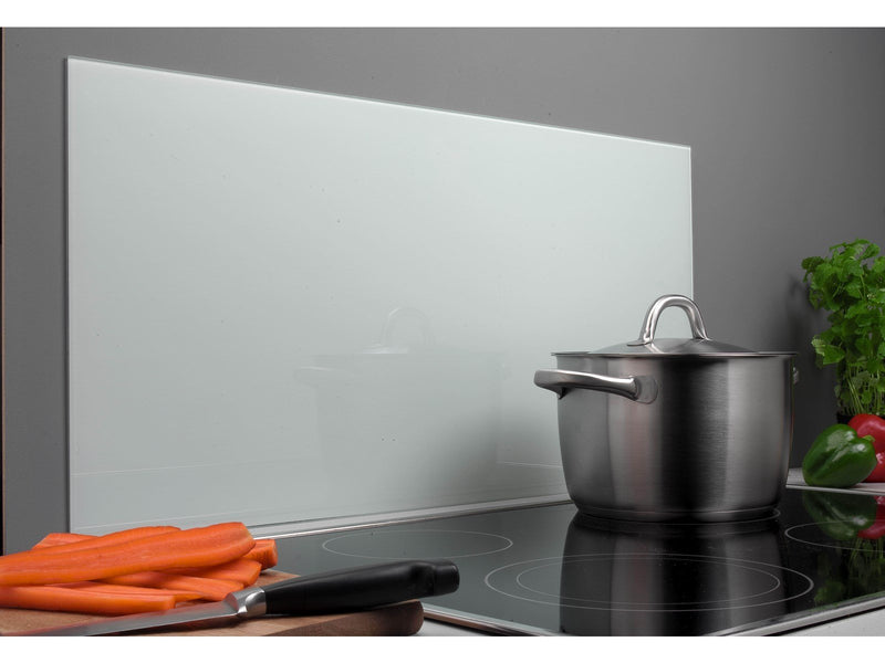 Homeit Kitchen splash plate white frosted tempered glass 600 x 300m