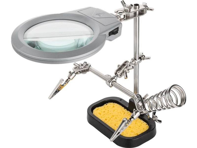 Fixpoint Third hand’ soldering support with magnifier and h