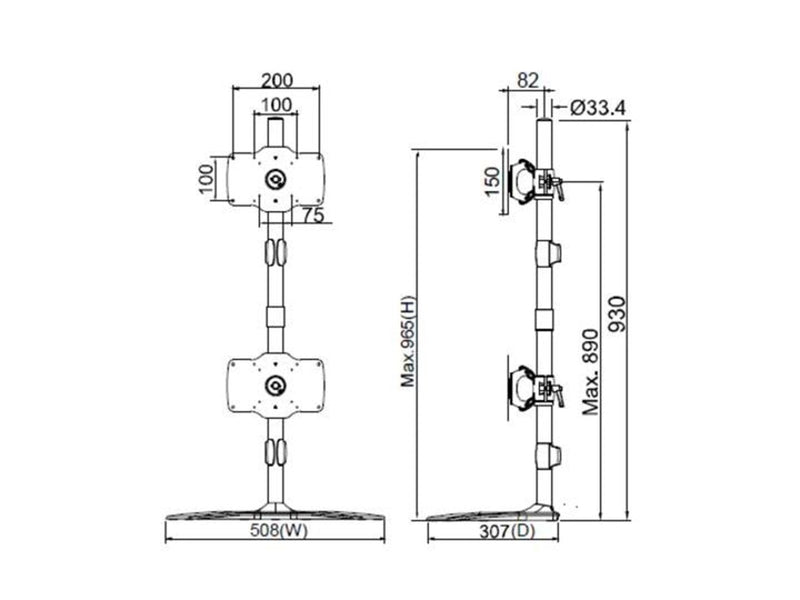 Multibrackets M VESA Desktopmount Single Stand 24"-32" Expansion Kit