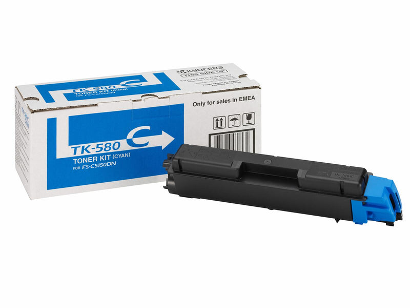 Kyocera Original TK-580C Toner cyan 2.800 Seiten (1T02KTCNL0) für ECOSYS P6021cdn, FS-C5150DN