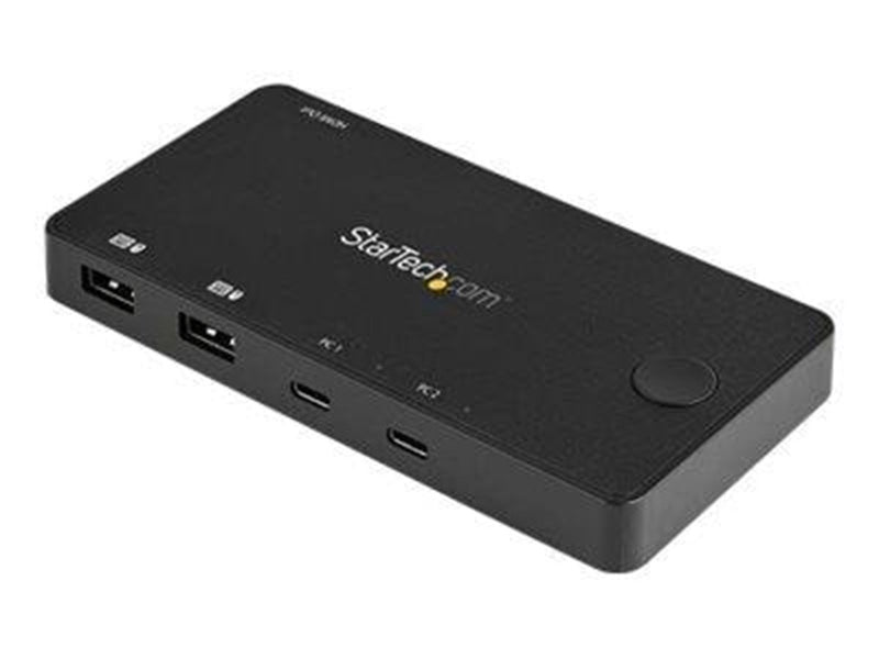 StarTech.com 2 Port USB C KVM Switch - 4K 60Hz HDMI - Compact UHD Desktop KVM Switch w/USB Type C Cables - Bus Powered MacBook T