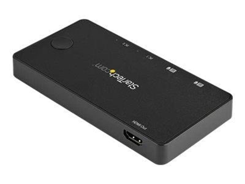 StarTech.com 2 Port USB C KVM Switch - 4K 60Hz HDMI - Compact UHD Desktop KVM Switch w/USB Type C Cables - Bus Powered MacBook T