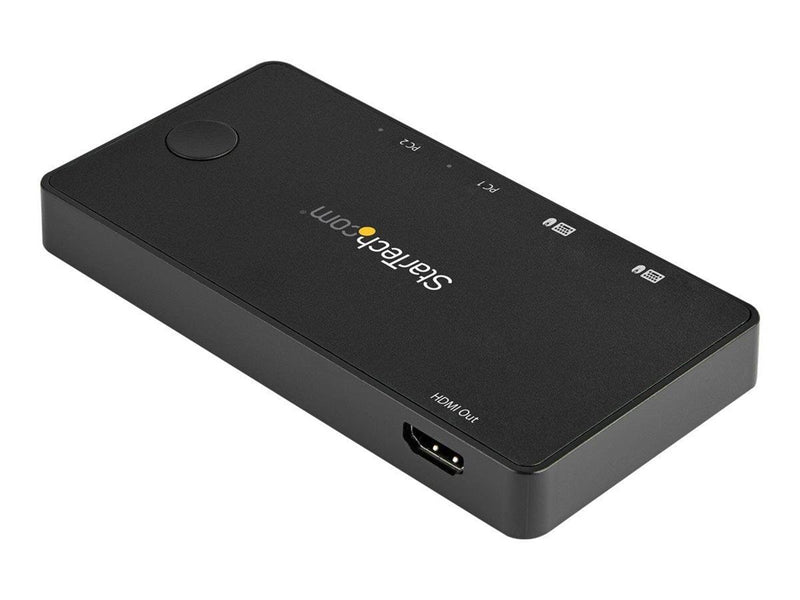 StarTech.com 2 Port USB C KVM Switch - 4K 60Hz HDMI - Compact UHD Desktop KVM Switch w/USB Type C Cables - Bus Powered MacBook T