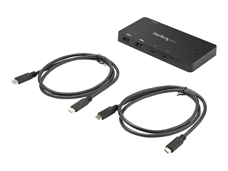 StarTech.com 2 Port USB C KVM Switch - 4K 60Hz HDMI - Compact UHD Desktop KVM Switch w/USB Type C Cables - Bus Powered MacBook T