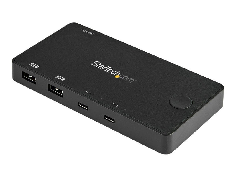 StarTech.com 2 Port USB C KVM Switch - 4K 60Hz HDMI - Compact UHD Desktop KVM Switch w/USB Type C Cables - Bus Powered MacBook T