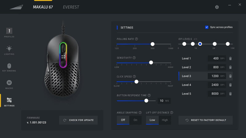 Mountain Makalu 67 RGB Gaming Maus Weiß