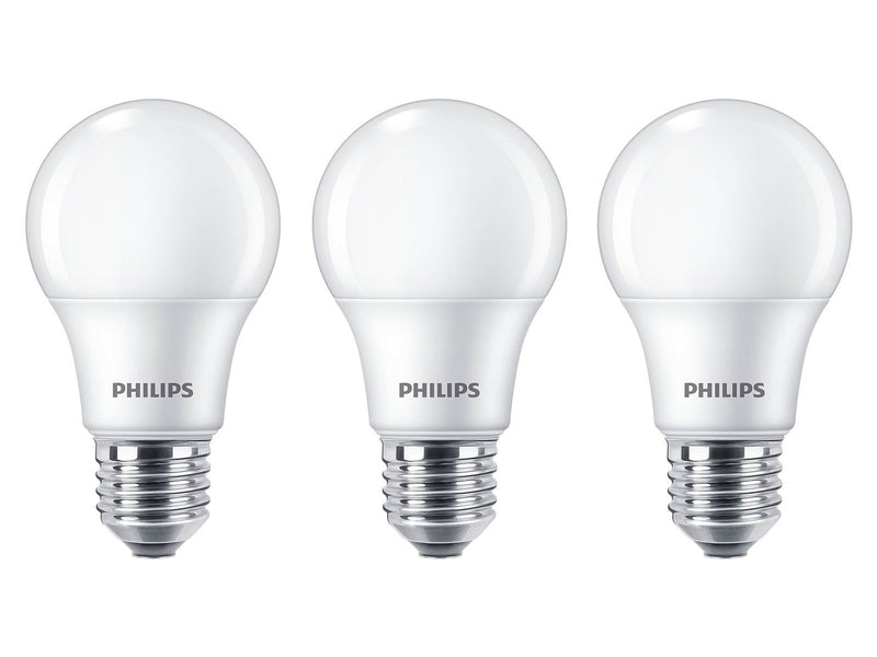 Philips LED-Lampe Standard 8W/827 (60W) Frosted 3-pack E27