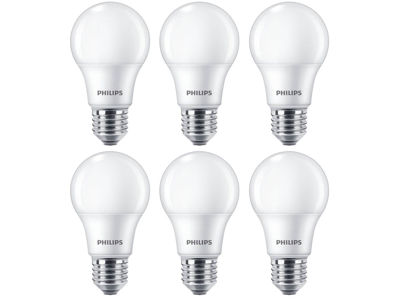 Philips LED-Lampe Standard 8W/827 (60W) Frosted 6-pack E27