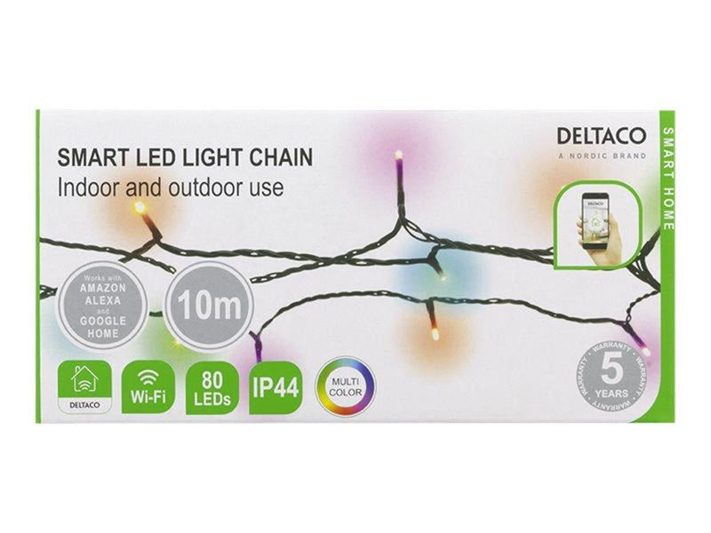 Deltaco WiFi light chain 10m 80 led adapter IP44 RGB