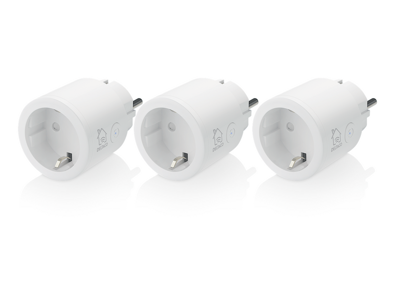 Deltaco SMART HOME switch WiFi 2.4GHz 1xCEE 7/3 10A timer 220-240V 3-pack white