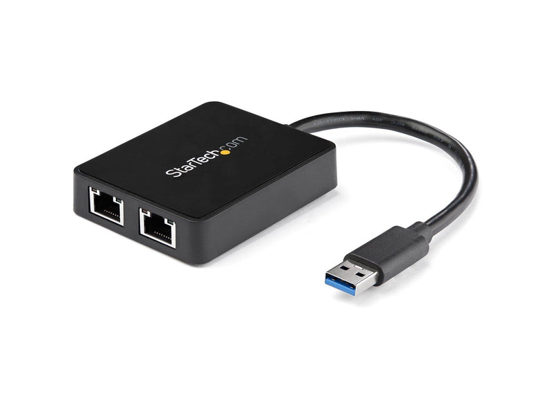 StarTech.com USB32000SPT USB 3.0 to Dual Port Gigabit Ethernet Adapter w/ USB Port 10/100/1000 Mbps USB Gigabit LAN Network NIC