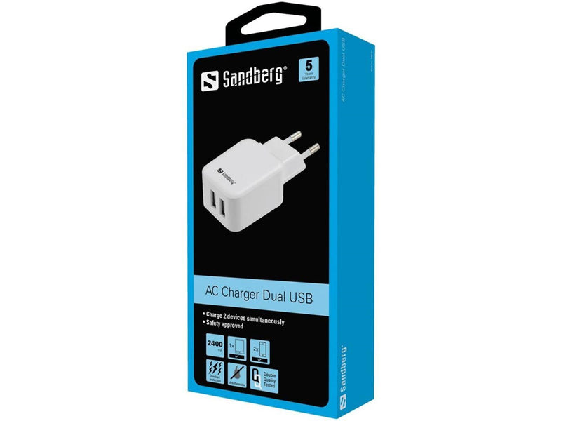 Sandberg AC Aufladegerät Dual USB 2A
