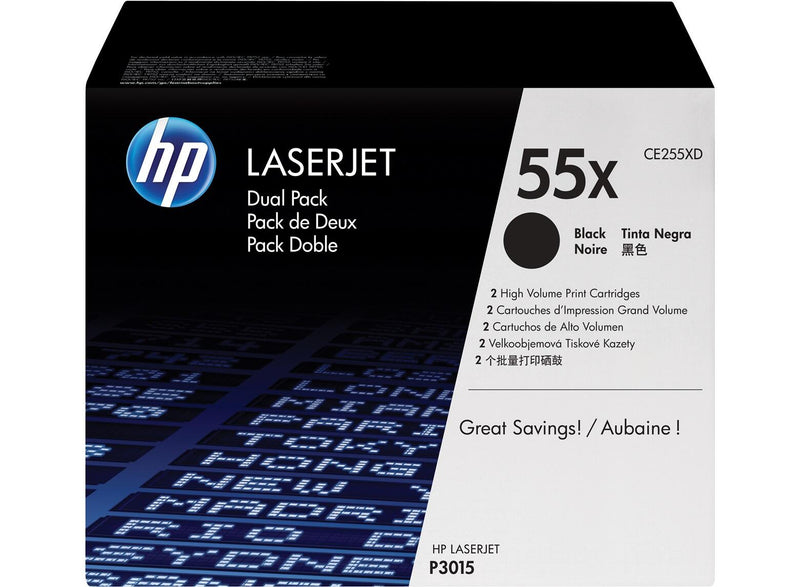 HP Original 55X Toner Doppelpack schwarz hohe Kapazität 2 x 12.500 Seiten (CE255XD)