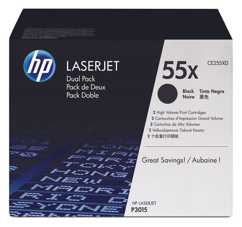 HP Original 55X Toner Doppelpack schwarz hohe Kapazität 2 x 12.500 Seiten (CE255XD)