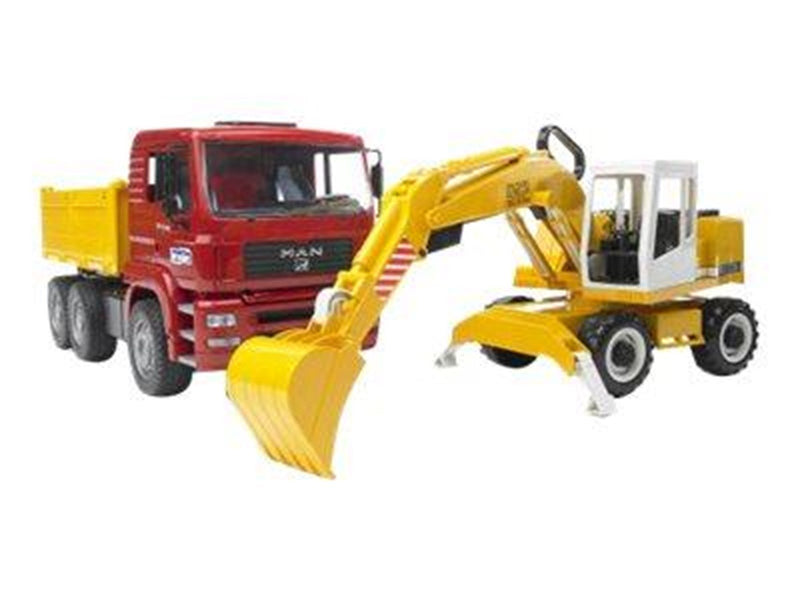 Bruder MAN TGA construction truck and Liebherr Excavator