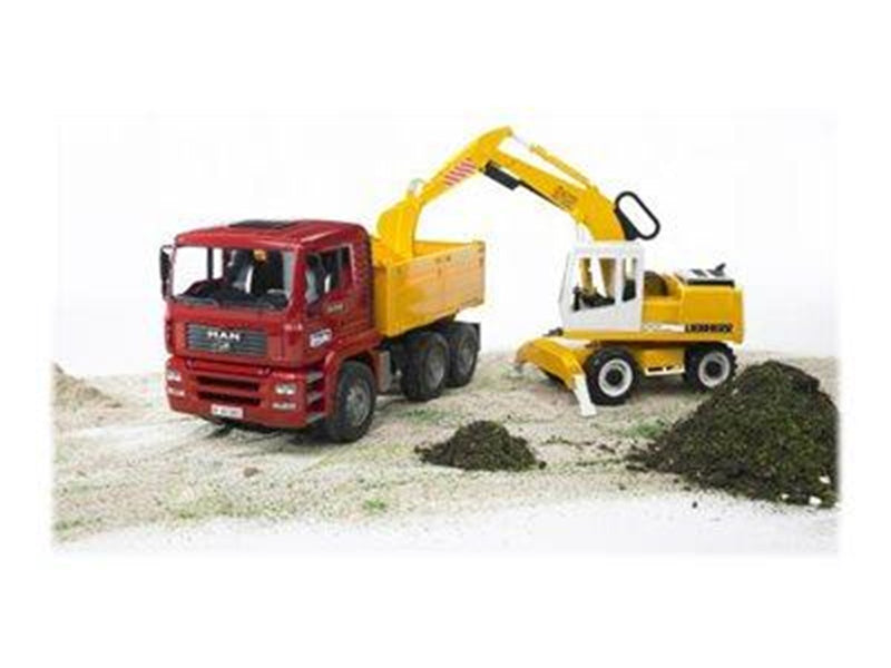 Bruder MAN TGA construction truck and Liebherr Excavator