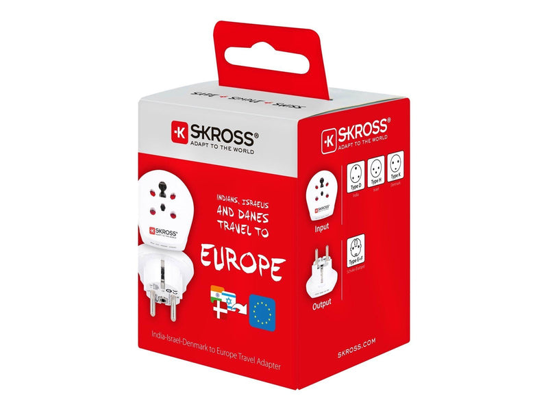 SKross Country Travel Adapter India-Israel-Denmark to Europe